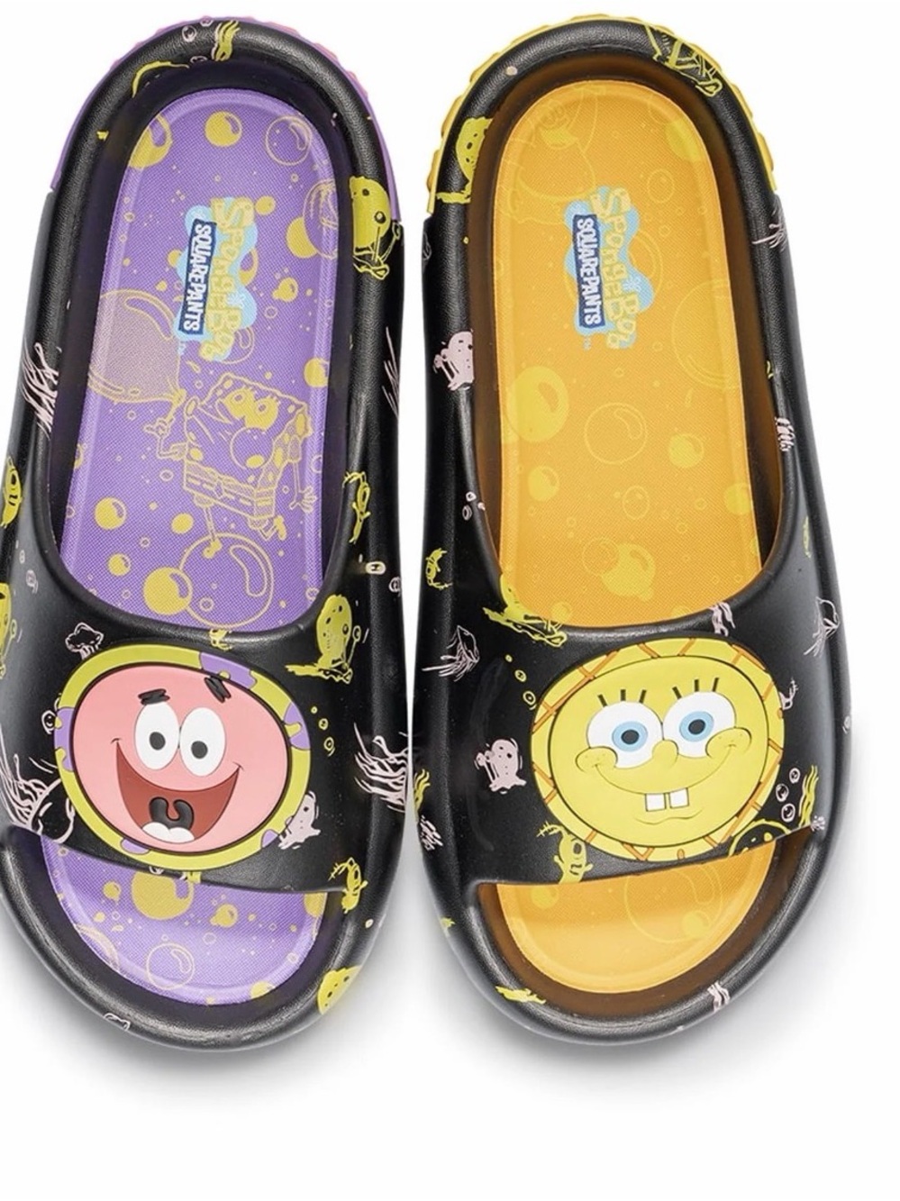 SpongeBob Kids' Character Slide Sandals - Yellow & Purple